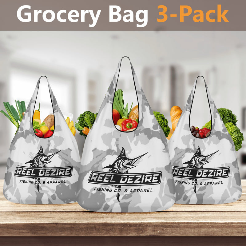Reel Dezire Gray Camo 3 Pack of Grocery Bags
