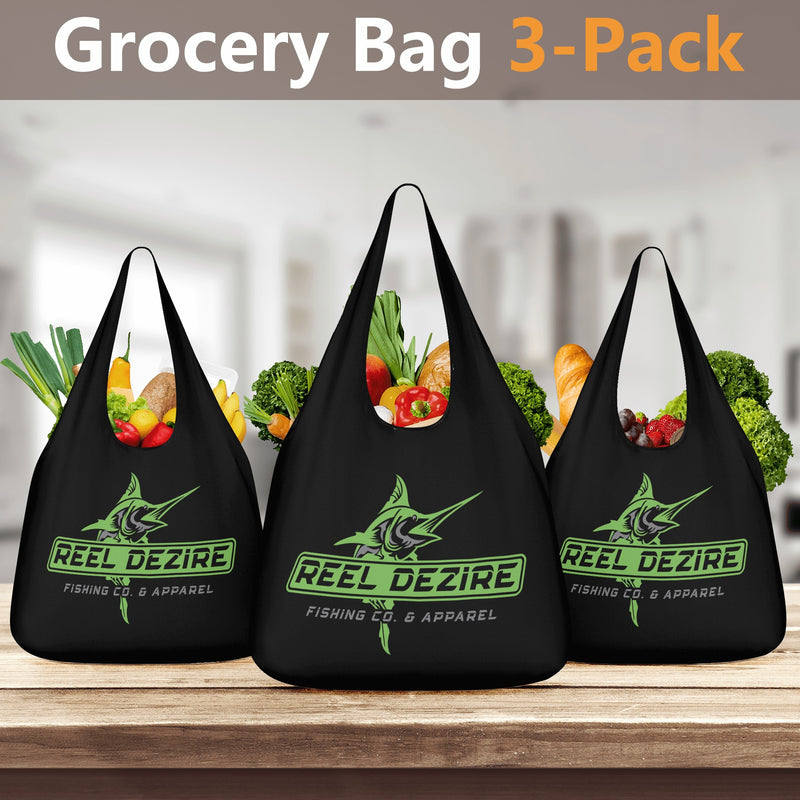 Reel Dezire Neon Green  3 Pack of Grocery Bags