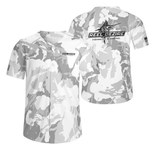 Reel Dezire White & Gray Camo Men's Baseball Jersey
