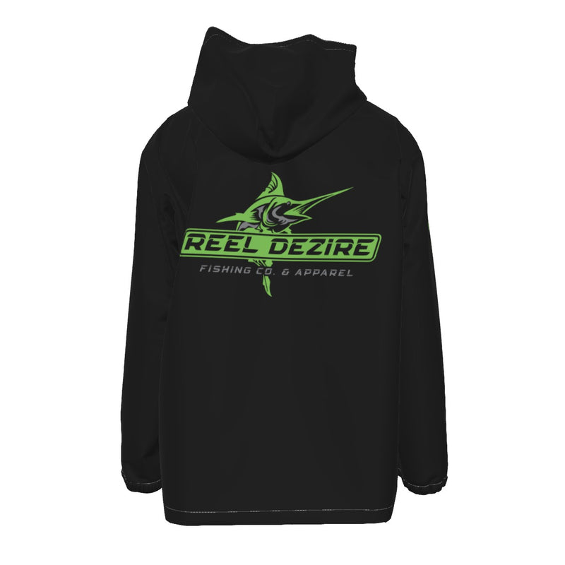 Reel Dezire Neon Green Logo Hooded Zipper Windproof Men's Jacket