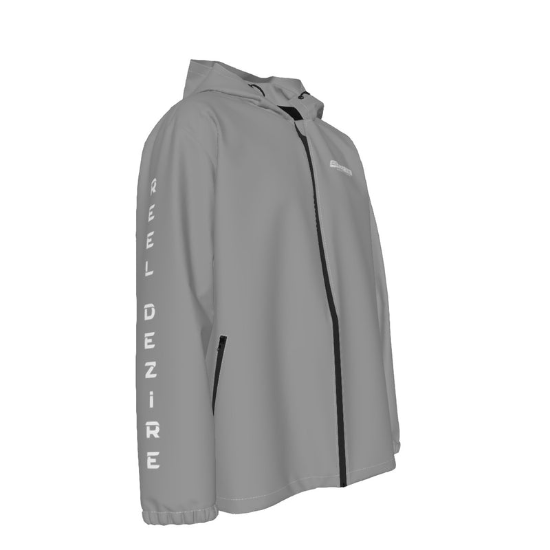 Reel Dezire White Logo Hooded Zipper Windproof  Men's Jacket