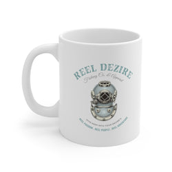 Vintage Dive Helmet   White Ceramic Mug